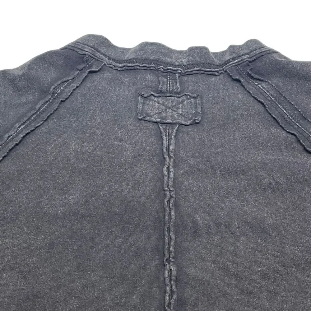 Bohemela Dark Gray Stonewashed Raglan Exposed Seam Tee N0574